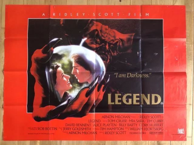 Legend Original Vintage Folded Quad Cinema Poster (30"x 40") UK 1985 Tom Cruise