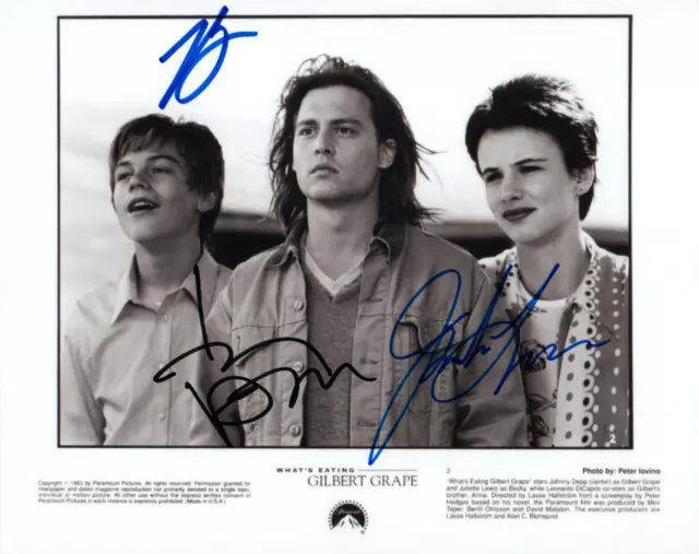 Juliette Lewis Leonardo DiCaprio Johnny Depp 8x10 signed Photo autographed + COA