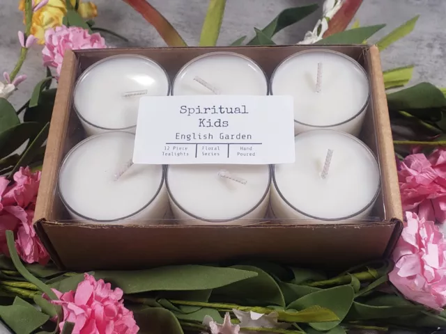 English Garden Soy Tealights 12 Count Hand Poured with Fragrant/Essential Oils 