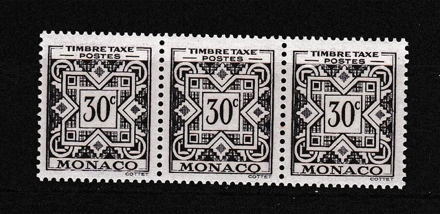 Monaco 1946/57 Taxe N° 30 Bande De 3-N**.Tb-Voir Scan-M156