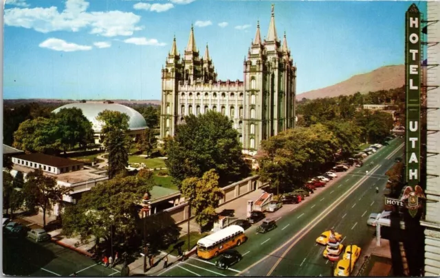 Postal Plaza del Templo Salt Lake City Utah UT UNP de colección sin usar cromada