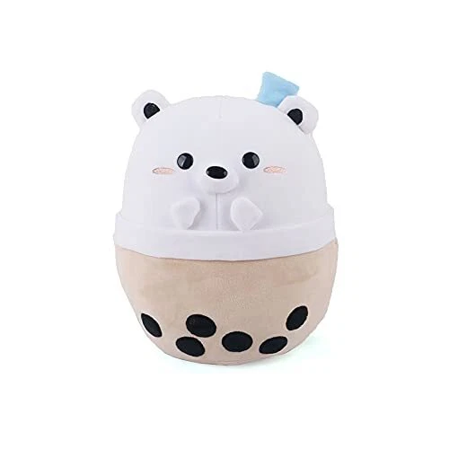 Polar Bear Boba Plushie - 10 Inches Ice Bubble Milk Tea Asian Comfort Food Softn