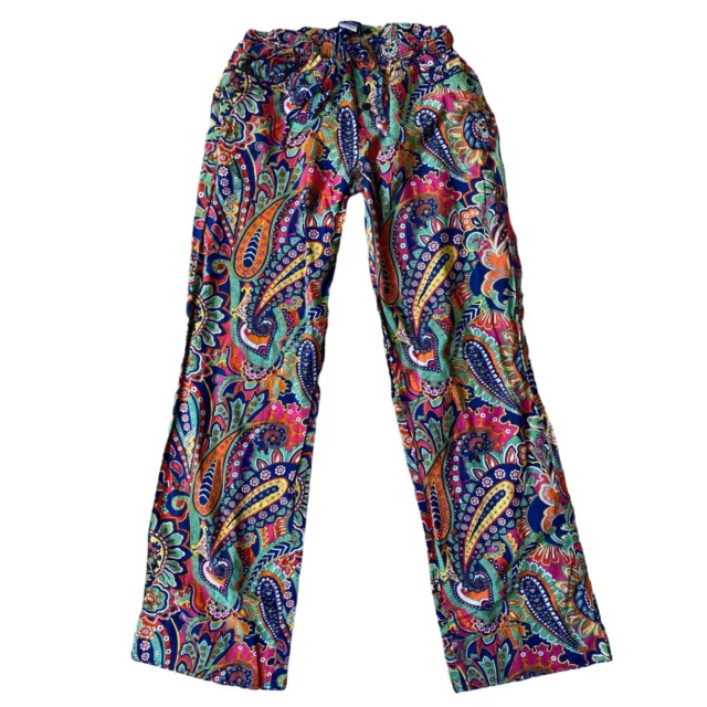 Vera Bradley Womens Pajama Pants Small Blue Paisley Cotton Leisure Preppy Boho