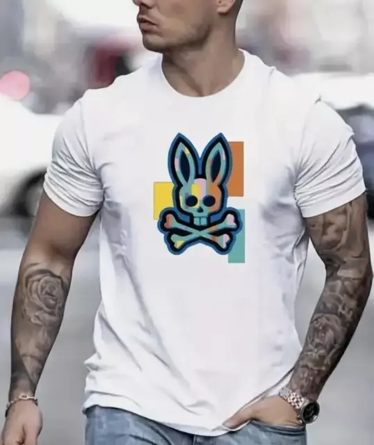 Psycho Bunny T-Shirt White Cotton All Size   new new  shirt, hot