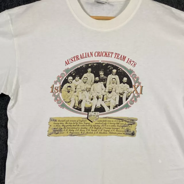 Vintage Australian Cricket Team 1878 ACB Mens Large T-Shirt White ISC 2