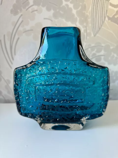 Whitefriars Kingfisher Blue TV Glass Vase Geoffrey Baxter 70s Retro