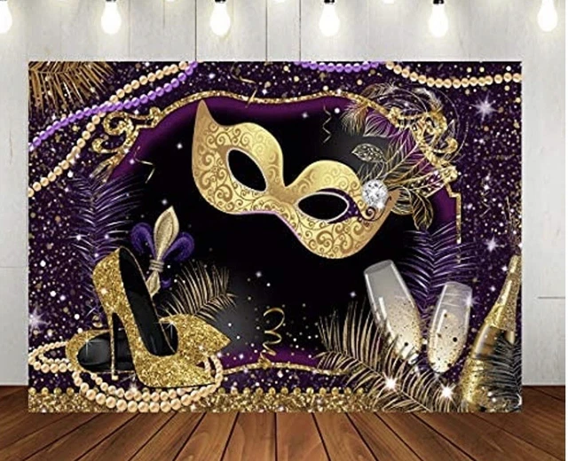 Lujosa máscara púrpura telón de fondo foto fondo fotográfico de carnaval decoración de 7'x5'