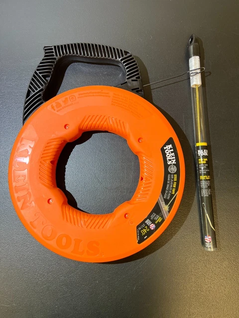 Klein Steel Fish Tape 1/8"x240ft - Orange W/ FISH TAPE LEADER NEW 56334 50350