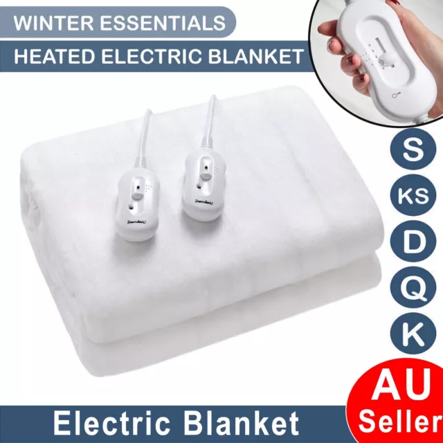 Electric Blanket Fully Fitted Washable Heated Winter Underlay 5 Size Washable AU