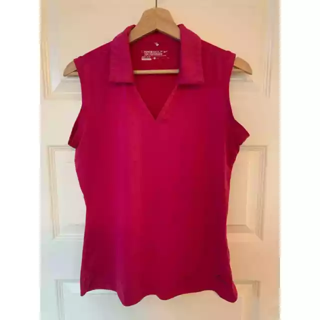 Nike Women's Sleeveless Golf Polo Dri-Fit Pink Size Small