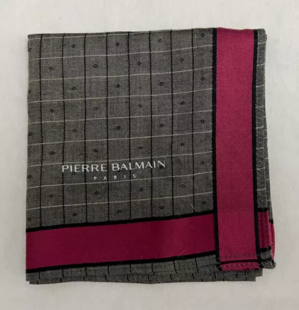 Pierre Balmain Gray Pocket Square Handkerchief 17 1/2" Square