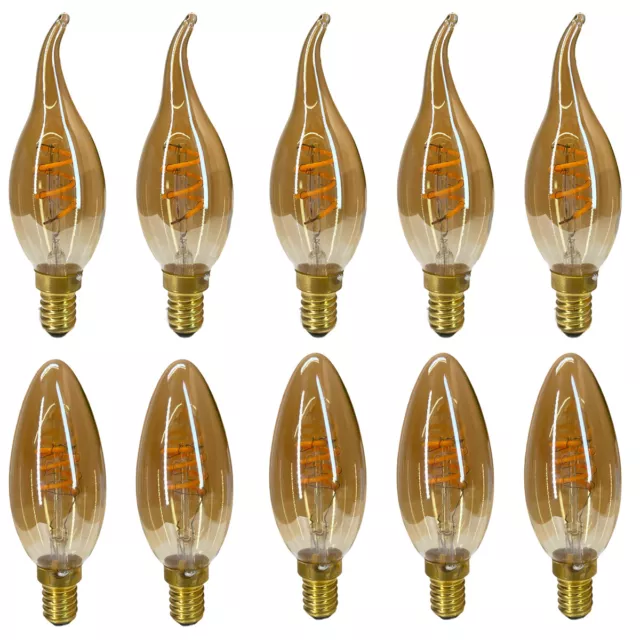 LED Candle Light Bombillas E14 Tornillo 4W Vintage Retro Filamento Blanco Cálido