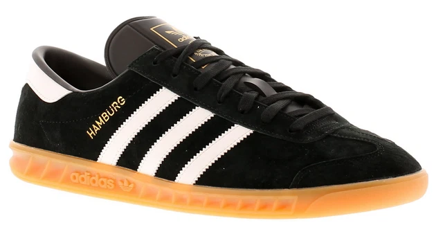 Adidas Originals Baskets Hommes HAMBURG Cuir à Lacets Noir UK Taille 9