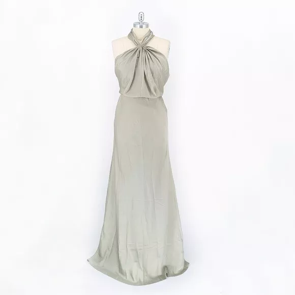 Asos Satin Maxi Dress Gown Gray 10 wedding evening special occasion glamour