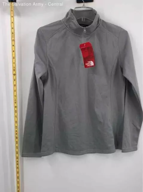 The North Face Womens Gray Long Sleeve Quarter-Zip Fleece Jacket Size Medium