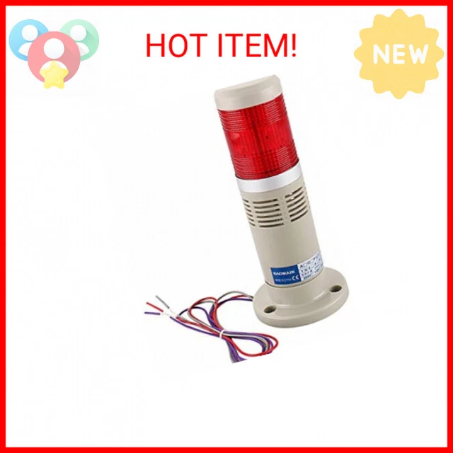Baomain Alarm Warning Continuous Light 110V AC Industrial Buzzer Red LED Signal