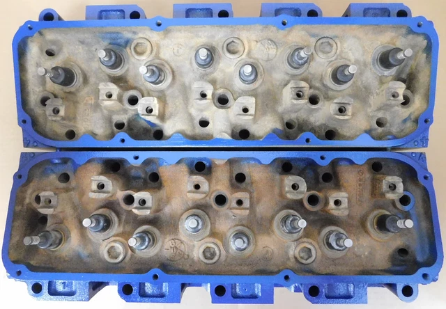 Ford D1AE GA 351C Cylinder Heads, Dated: 0K22/0L3, PAIR, Closed Chamber W/Hdw