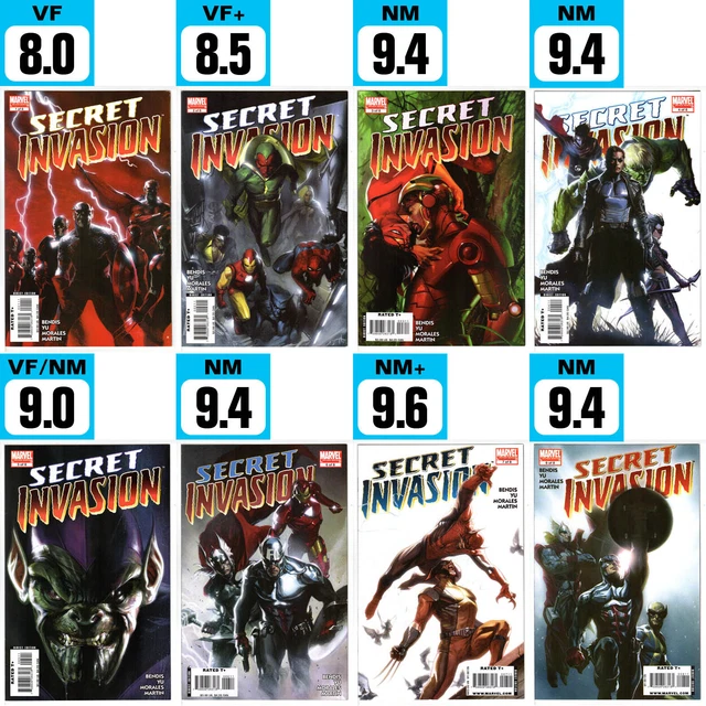 SECRET INVASION #1 2 3 4 5 6 7 8 SET Skrulls AVENGERS Bendis MARVEL COMICS 2008