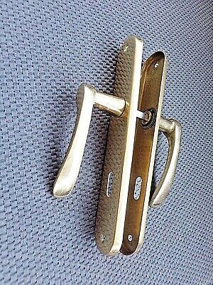 Paire de poignées de porte vintage en laiton avec trou de clé-plaques et loquets
