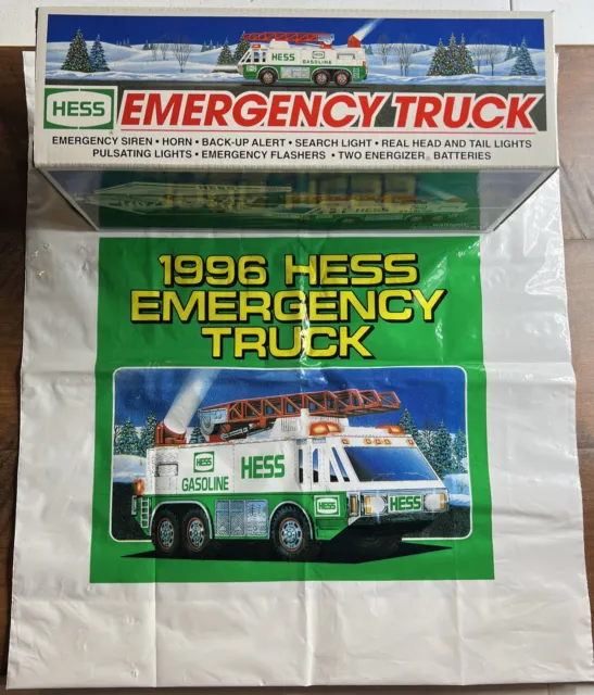 VINTAGE 1996 HESS  Toy Fire Rescue Emergency Truck NEW In Box With Hess Bag!