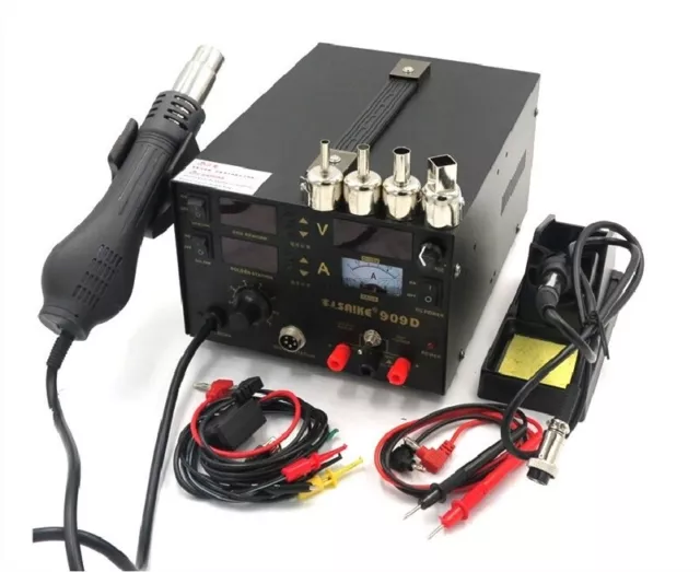 New 220V Saike 909D 3 In 1 Rework Station With Hot Air Gun Smd Soldering Tool yg