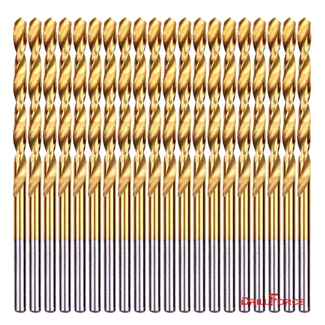 20-piece 3/16" Round Shank HSS Titanium Coated Twist Drill Bits for Metal