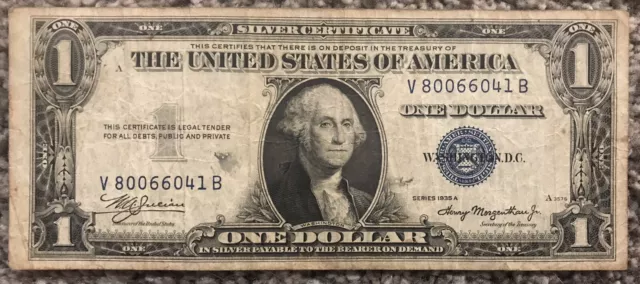 Vintage 1935 A $1 Silver Certificate One Dollar Note VB Block No Motto