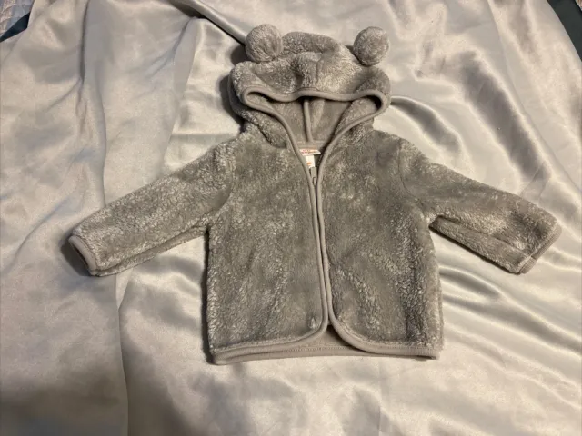 Cat & Jack Baby Gray Bear Hoodie Jacket Size 3-6Months