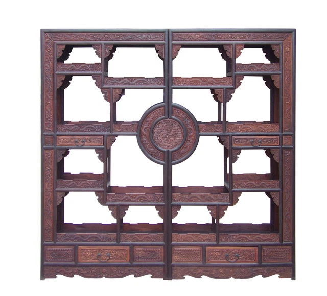 CHINESE PAIR ROSEWOOD Display Curio Room Divider cs1499 10,270