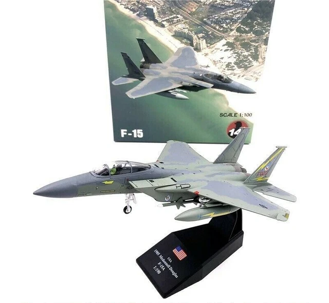 Maquette Avion F-15A Eagle 1/100 - Décoration « Spittin Kittens » 5th FIS 1985, En Métal Moulé Sous Pression