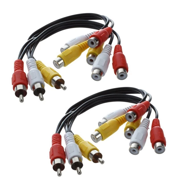 3 RCA maschio Jack a 6 RCA femmina Spina Splitter Audio Video AV Cavo