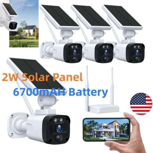 100% Wireless Outdoor Home Security Camera System Solar Powered Audio Wifi 3MP
