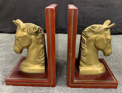 VTG Solid Brass Horse Head Bookends Gatco Korea Mid-Century - Dayton Horse Show