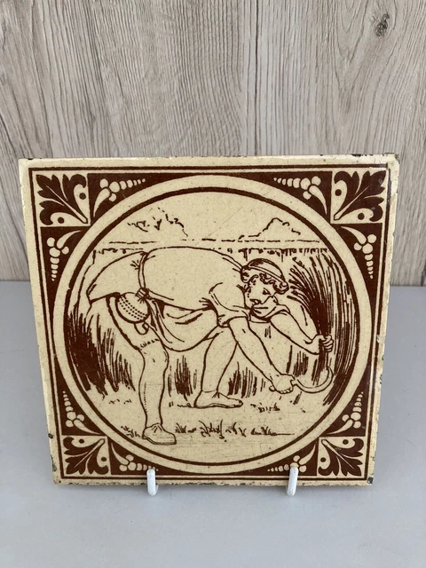 Antique Victorian 6 inch Mintons Tile - Husbandry  Series -