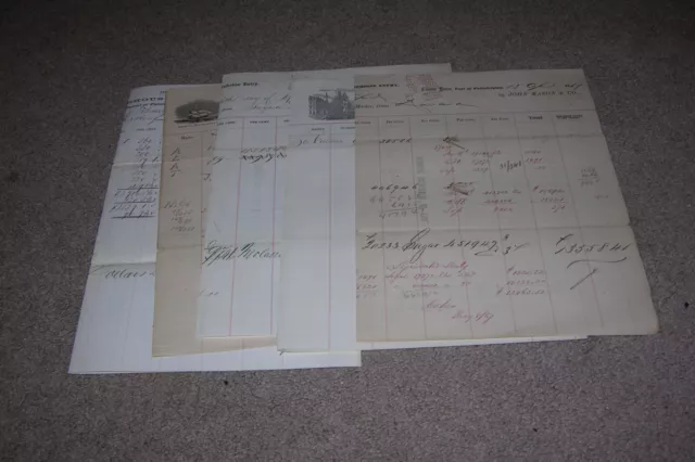 5 Port of Entry Philadelphia Custom Ship Documents 1859-1867 Sugar From Cuba