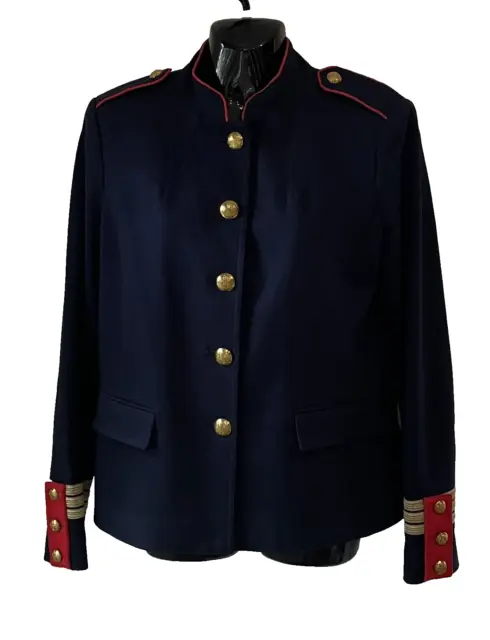 Lauren Ralph Lauren Navy Red Trim Smart Officers Blazer Jacket Size 8 Uk 12