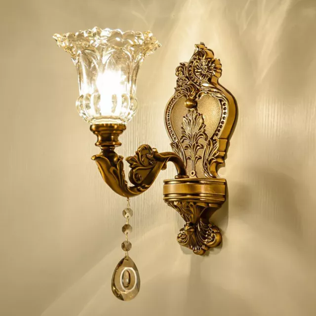 Vintage Wall Sconce Lighting Floral Crystal Wall Mount Lamp Royal Style Fixture