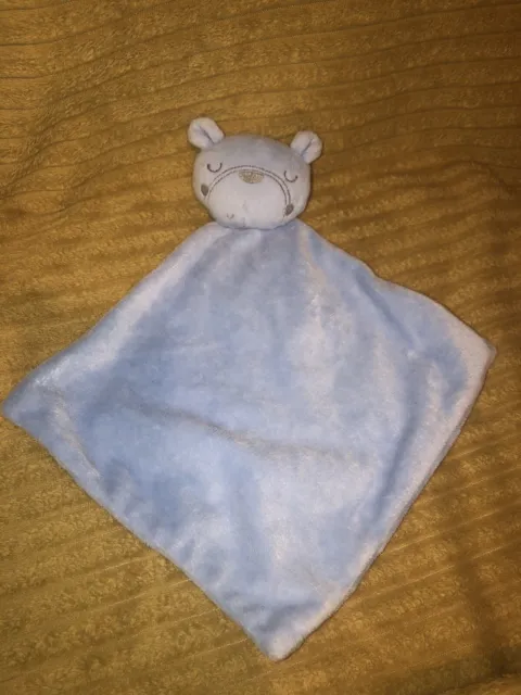 George Asda blue sleeping Bear Baby Comforter Blanket Blankie  Soft Plush Toy
