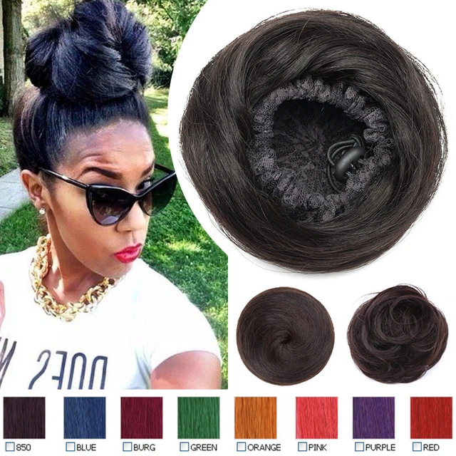 Cover Scrunchie 100%REAL REMY HUMAN HAIR Messy Bun Piece Wrap On Updo Extensions