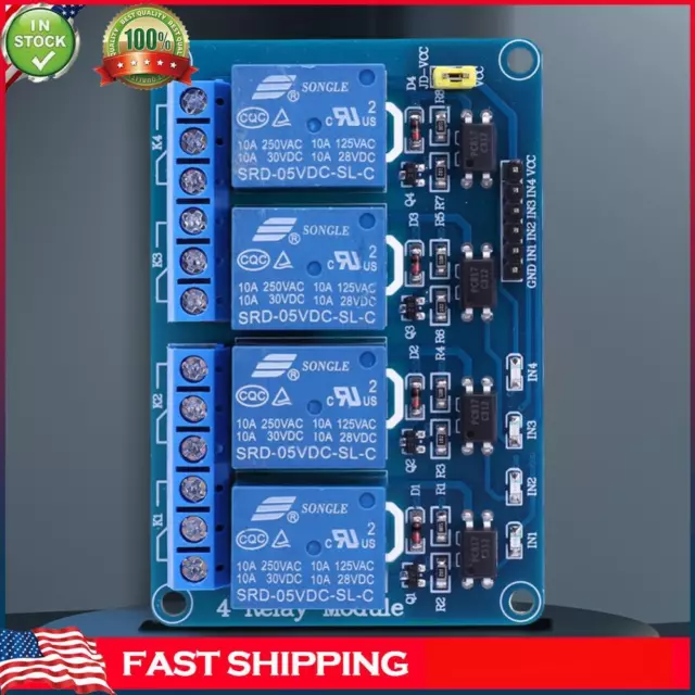 5V 12V Expansion Board Convenient 4 Way Relay Module Shield Durable for Arduino