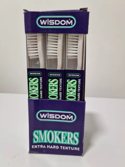 12 X #Wisdom #Smokers Extra Hard Blue/White Bristle #Tooth Brush