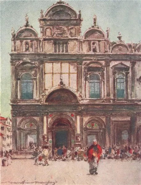 VENEZIA.'Scuola di San Marco' by Mortimer Menpes. Venice 1916 old print