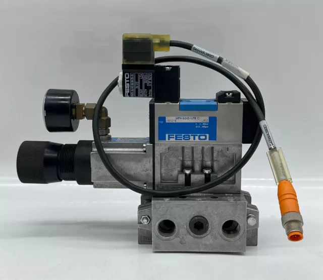 Festo MFH-5/2-D-1-FR C Solenoid Valve Assy W/Pressure Regulator & Manifold