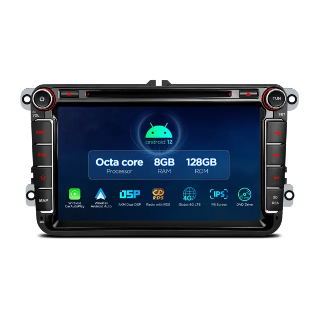 XTRONS Android 12.0 GPS Autoradio 4G für VW Golf 5/6 Passat Polo Tiguan Caddy T5