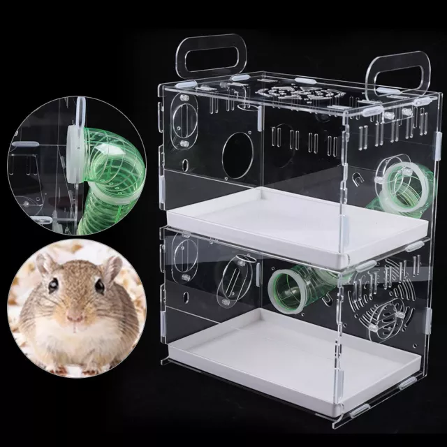 2-Floor Acrylic Hamster Palace Mouse Habitat Rat Home Hamster Breeding Cage