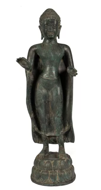 Antique Thai Style Buddha Statue - Dharmachakra Teaching Mudra - 84cm/34"