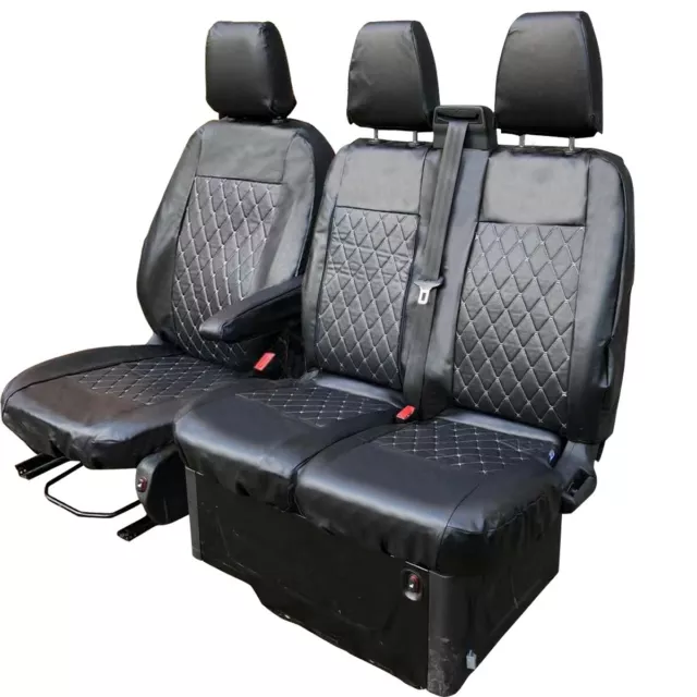 FULLY TAILORED LEATHER QUILTED SEAT COVERS for FORD TRANSIT 2014 on