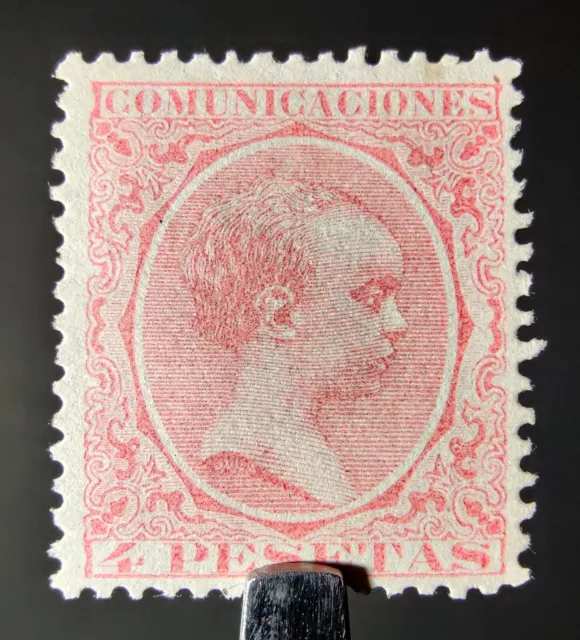 RARE SPAIN STAMP 1889 4p CARMINE-ROSE SUPER ALFONSO MINT OG CLASSIC Sc #269 $750