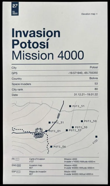Space Invader Map. Invasión Potosí. Mission 4000.