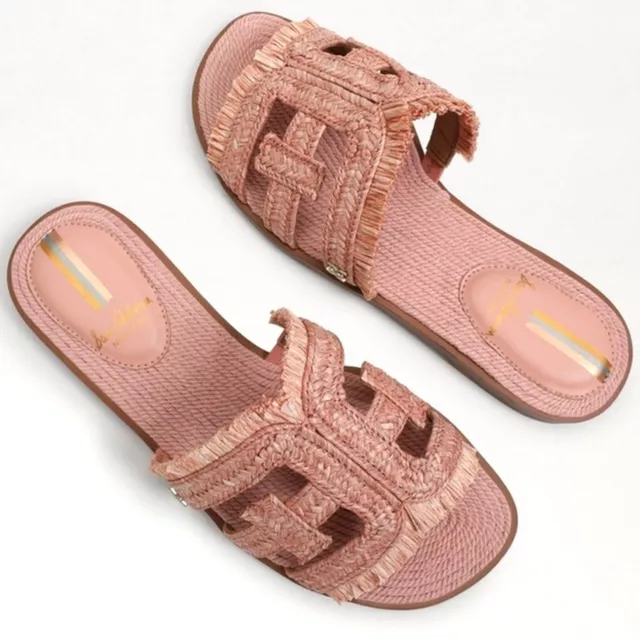 Sam Edelman Woven Bay Clay Raffia Slide Sandal US 8 M